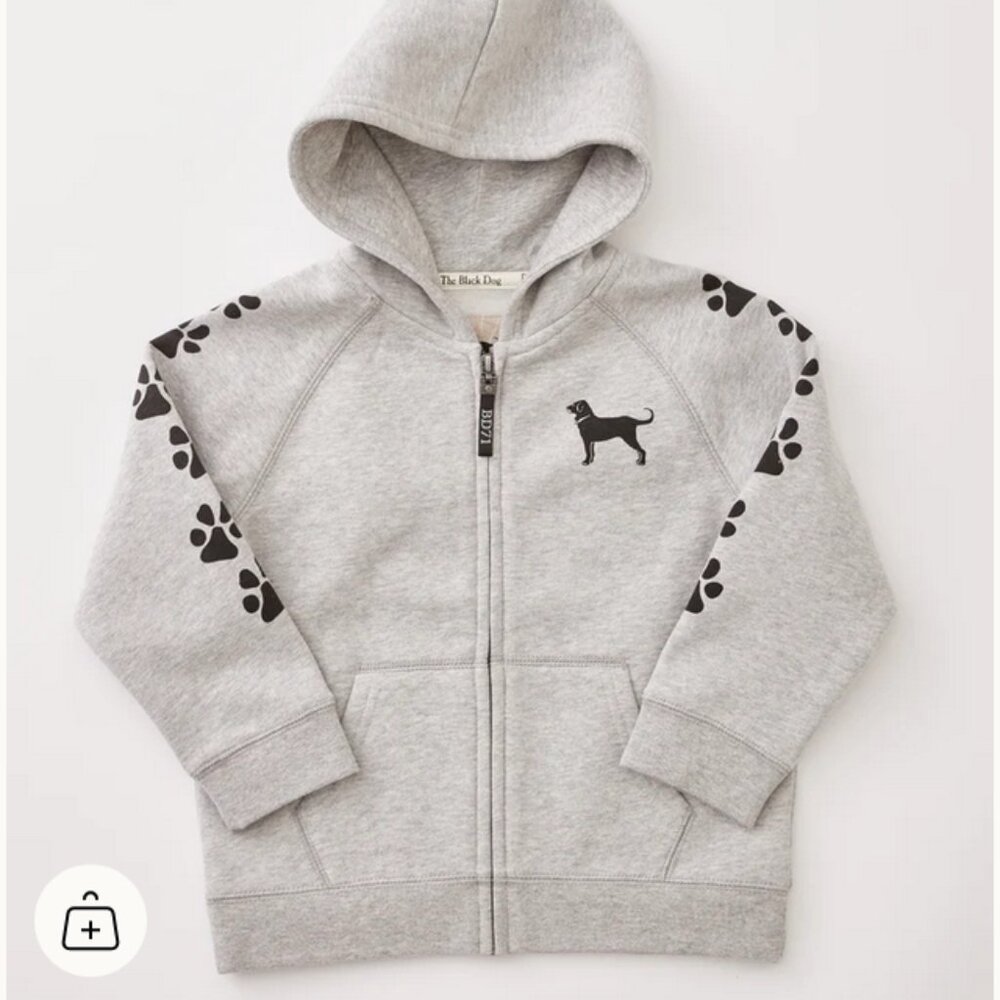 Black Dog Sweatshirt - Lil Kids Full Zip Sweatshirt- Color: Polo Grey